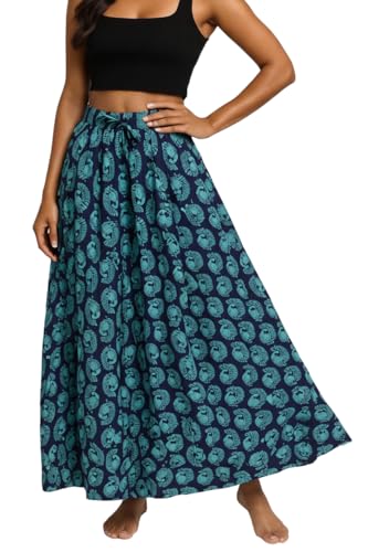 Image of Premium Long Skirt | Stylish Long Crushed Cotton & Unique Prints | Floor Length Skirt for Women | Elastic Waist Premium Maxi Skirt - Comfortable Casual Wear