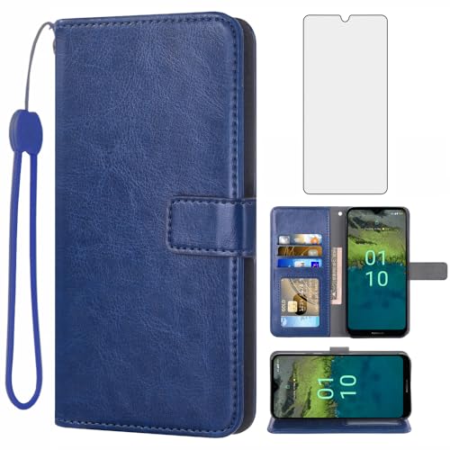 Étui pour Nokia C110 Asuwish avec protection écran verre et portefeuille cuir