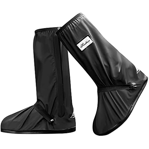 Yeswell Waterproof Shoe Covers, Reusable & Foldable Rain Snow Waterproof Boots Cover, Rain Shoe Cover with Zipper & Reflector, Suitable for Men's & Women's Rain Gear (M) Cover