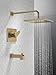 Delta Faucet Modern Raincan Square Single-Function Tub and Shower Trim Kit Gold, Tub Faucet Set, Rainfall Shower Head Gold, Delta Shower Kit, Champagne Bronze T14468-CZ-PP (Valve Not Included)