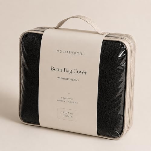 Image of Mollismoons Bean Bag XXXL Size for Adults & Kids Fur bin Bag Luxury Bean Bag Chair (Bean Bag Without Beans Cover(Assembly Required), Black)