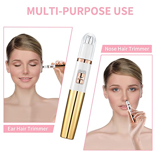 Image of AREYZIN Nose Trimmer for Women Ladies Painless Facial Trimmer for Women,Eyebrow Facial Ear Hair Razors Nose Hair Clipper Professional, Waterproof, Gold