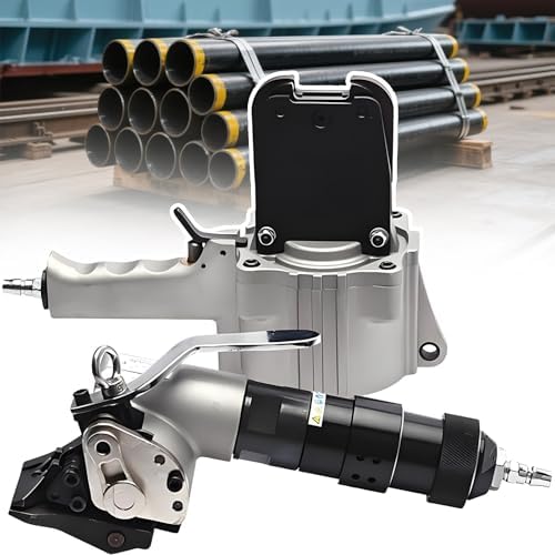 Heavy Duty Pneumatic Metal Strapping Tool, Split-Design Teoner Cutter Sealer for 0.031-0.047" Strapping, Durable Drop-Resistant Steel Body, Efficient Baler Machine