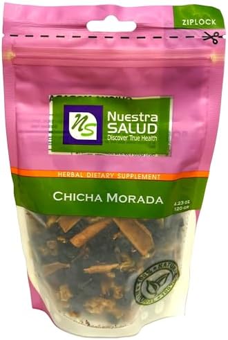 Chicha Morada Herb Mix Authentic Peruvian Mix- All-Natural Purple Mix Blend with Purple Corn, Cinnamon Clove Dried Pineapple (120g)