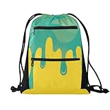 EtherSpher Drip Style - Mochila impermeable para playa, piscina, gimnasio, con bolsillos de malla, color verde y amarillo