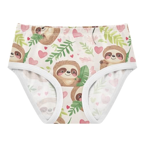 Wusikd Cute Sloths Hearts Girls' Underwear Cotton Girls Briefs Soft Toddler Underwear 2T