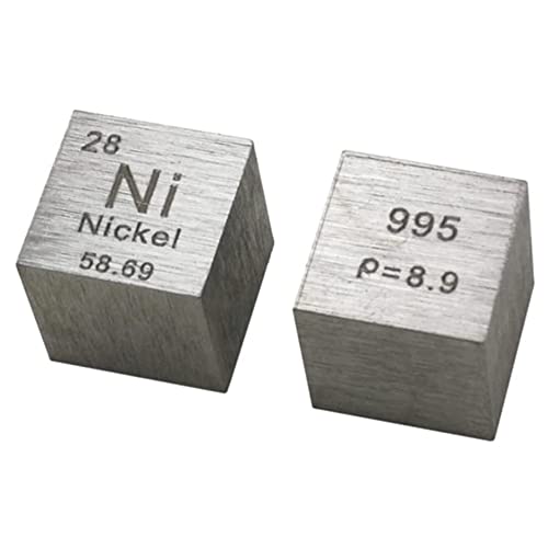 LINGOSHUN Cube en Nickel de Haute Pureté, 8.9 g,Gravé,Tableau Périodique Cube à 99,5%,Cube de Densité Métallique/Matte / 10x10x10mm