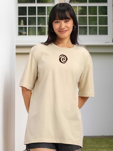 Image of JUNEBERRY 100% Pure Cotton Oversized Baggy Fit Official Disney Merchandise Cool & Goofy Graphic Printed T-Shirt for Women (Characters: Moana, Pooh & Lion King)