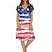 Red White and Blue Dress for Women Festival Independence Day Lounge Fashion Short Sleeve Stars Stripe Maternity O Neck Fourth of July Outfit Vestidos De Verano para Mujer 2025