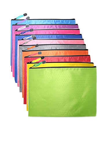 Oaimyy Waterproof Zipper File Bags Fabric Zip File Bags Football Pattern Zip File Documents Storage Bags-Random Color-A3 Size-10 Pcs