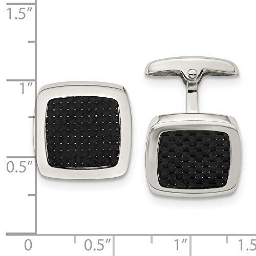 Mancuernillas para hombre de acero inoxidable con fibra de carbono 15 mm miniatura 3