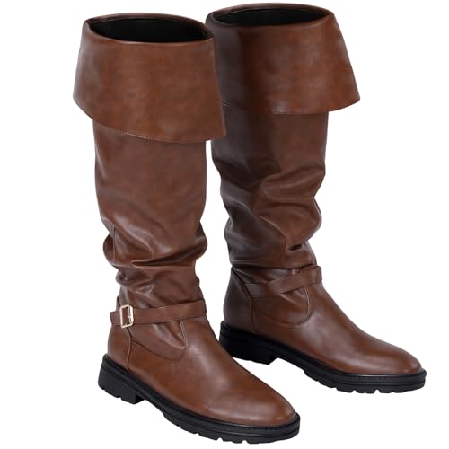 Ramede Medieval Pirate Boots Men Halloween Renaissance Boots Gothic Cosplay Costume for Men(Us10,Brown)