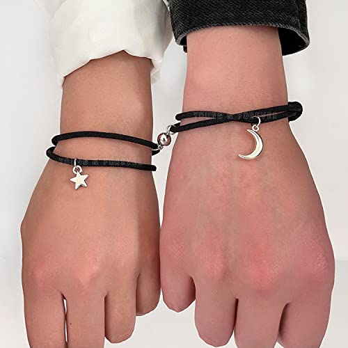 Image of Young & Forever Gift Fashion Long Distance Touch Gold Silver Rose Gold Couples Friendship Best Friend hand Couple matching Mens Magnetic Magnet bracelets for Women /Girls Silver bracelet for Men /Boys