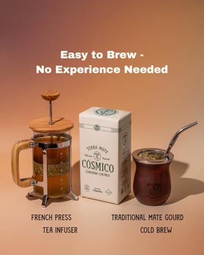 Image of Yerba Mate COSMICO, 2.2 lb, 1 KILO (pack of 2), Premium Loose Leaf Argentine Tea, Gluten-Free, Large Leaf Low Dust Brew, Clean Energy