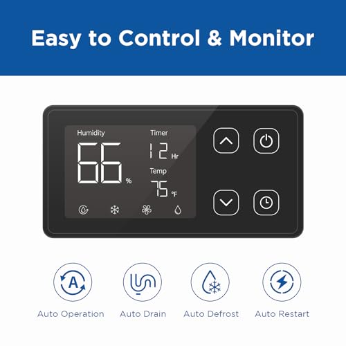 260 Pints Commercial Dehumidifier with Pump and Drain Hose for Basements, Heavy Duty Commercial Grade Dehumidifiers for Large Spaces, Warehouse, Industry Water Damage Unit, Auto Defrost