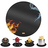 VCHOMY Round Fire Pit Mat for Under Fire Pit,Double-Sided Fireproof Silicone Fiberglass Firepit Matt Pad Protector for Deck,Patio,Grass (36Inch-Standard Thickness)