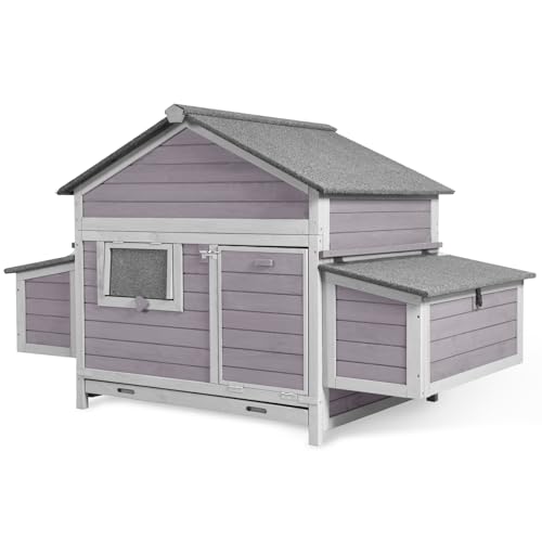 Aivituvin Chicken Coop Duck House with Dual Nesting Boxes for 4-6 Chickens Compatible with Automatic Chicken Coop Door and Extra Run 67.3" L x 36.8" W x 40.6" H