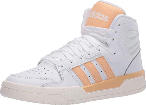 adidas Tênis de basquete feminino Entrap Mid, Ftwr Branco/Laranja brilhante/Branco Nuvem, 5.5