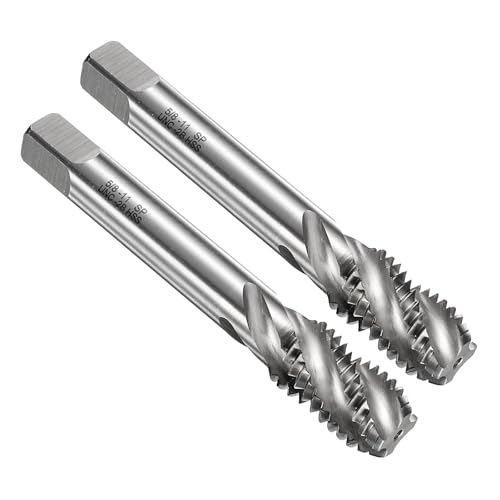 sourcing map 2pcs Spiral Flute Thread Taps 5/8-11 UNC 2B Machine Threading Tap Bit, Uncoated Screw Tapping Repair Tool, M2 High-Speed Steel (HSS)