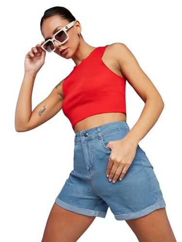 Image of Dolce Crudo Women's High Rise Denim Shorts - Relaxed Fit