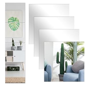 Spiegel, Wandspiegel Ganzkörperspiegel (30x30cm), 4 Stück Spiegelfliesen Selbstklebend, Hochauflösend Acryl-Ganzkörperspiegel, Wandspiegel, Für Badezimmer, Wohnzimmer, Schlafenzimmer, Schränke