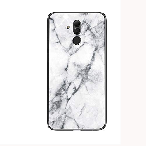 Jiajihua Cover Compatible with Huawei Mate 20 lite AL00 / Maimang 7 【PC Panel+Tempering Glass+TPU Silicone】 3 in 1 Shockproof Phone Case White