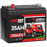 LANGZEIT Batterie pour Tracteur Tondeuse 12V 35Ah AGM – Format U1L (bornes inversées), sans Entretien, Forte Puissance de démarrage, idéale pour Tondeuse autoportée