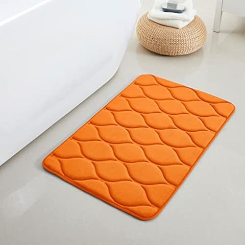 Yafa Home Fashion Oval Shaped Design Embossed Solid Color Memory Foam Soft Bathroom Rug Non-Slip PVC Backing Cover