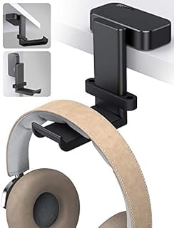 Lamicall Headphone Stand, Swivels Headset Hanger - Adjustable Desktop Earphone Holder Hook Mount for Gaming Headset, Kids Headphones, Wired Headphones, Sony, Sennheiser, Beats, xBox, etc - Black