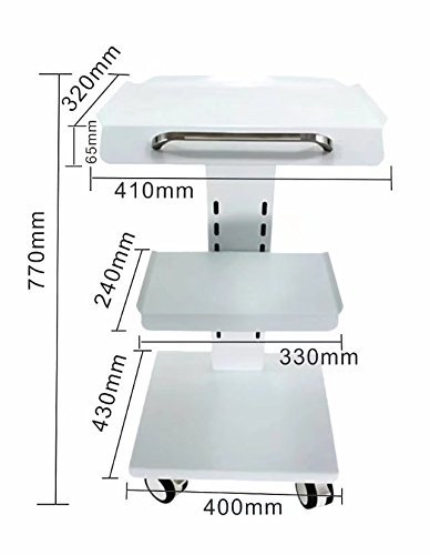 Zgood Trolley Cart Mobile Steel Cart Marshall 3-Shelf Metal Rolling Utility Cart Instruments for All Purpose