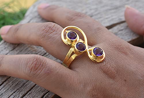 Veracity Jewelry Amethyst Ring * 18K Gold Plated* Rings For Girls*Gemstone Rings*Statement Rings* February Birthstone Rings * Bridal Rings - Boho Rings, Rings For Women, Birthday Gifts -Vr-222 #TOP2