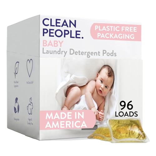 Image of The Clean People Laundry Detergent Pods - Recyclable Packaging, Hypoallergenic, Stain Fighting - Ultra Concentrated, Laundry Soap - Baby (Unscented), 96 Pack