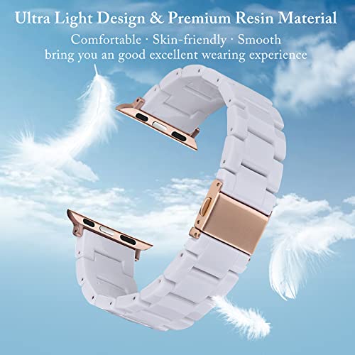 V.R.HOPE Resin Watch Band Compatible with Apple Watch Band for Women 38mm 40mm 41mm 42mm Tortoise Fashion Lightweight Bracelet Strap for iWatch Series 11/10/9/8/7/6/5/4/3/2/1/SE3(White) by V.R.HOPE - Used condition - Image 2