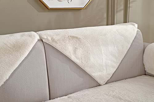 Vctops Luxury Soft Faux Fur Fleece Sofa Couch Covers Shaggy Fuzzy Non Slip Sectional Couch Cover Fluffy Plush Sofa Slipcover Furniture Protector For Living Room (Cream,36"X63") #TOP4