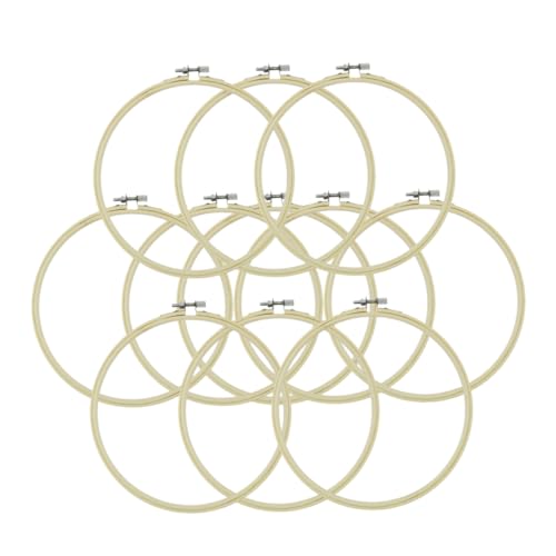 Cerceaux de broderie bambou Ipetboom | Lot de 12 cercles réglables pour point de croix et couture