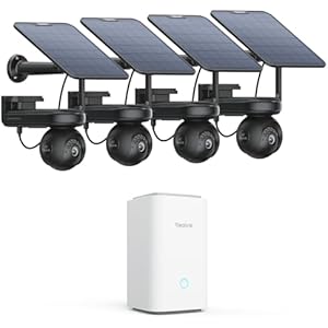 REOLINK 4X Altas PT Ultra Black with Solar Panel and Home Hub, 4K Solar Security Cameras Wireless Outdoor, 500 Days Battery Life, ColorX Night Vision, 360° Auto Tracking, Local Storage