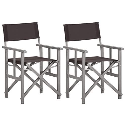 SKM Director's Chairs 2 pcs Solid Acacia Wood (Weight-24KG)-5950