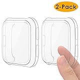 EZCO Compatible Fitbit Versa Screen Protector Case (2-Pack), Soft TPU Plated Bumper Case All-Around Protective Screen Cover Shell Compatible Fitbit Versa Smart Watch (Clear+Clear)