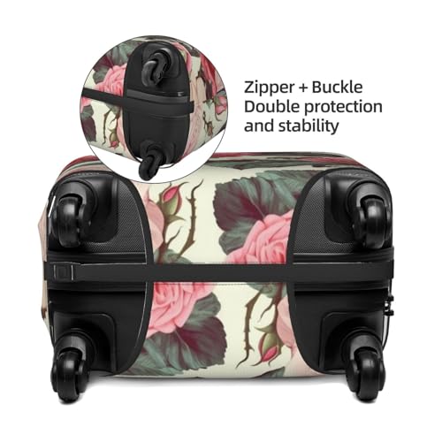 Travel Luggage Cover Elastic Anti-Scratch Suitcase Protector Washable Travel Suitcase Cover Floral Flower Rose Pink Luggage Protector Fits 18-32 Inch Suitcase4