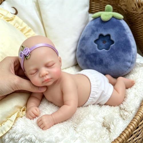 Zero Pam 30CM Muñeca bebé 100% Silicona Ojos Cerrados, Muñecas Bebe Reborn Silicona Cuerpo Completo Niña Puede Abrir la Boca