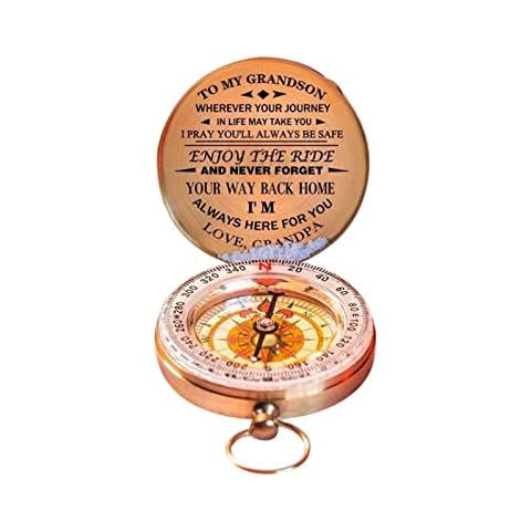 yanghui Pocket Compass, Antique Copper Vintage Compass, To My Son/Daughter/Grandson/Wife/Husband Compass Gift For Hiking Camping Hunting Outdoor Navigation Tool Cover