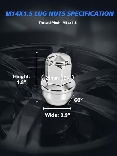 Image of M14x1.5 Lug Nuts - 24pcs OEM Wheel Lug Nuts Compatible with 2015-2023 Ford F150 / Expedition, Lincoln Navigator, Chrome Acorn Wheel Nuts Set