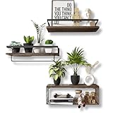 BEE VIBES Conjunto De 3 Repisas Flotantes Montados En La Pared, Diseño Versátil con Cesta De Alambre Y Toallero, para...