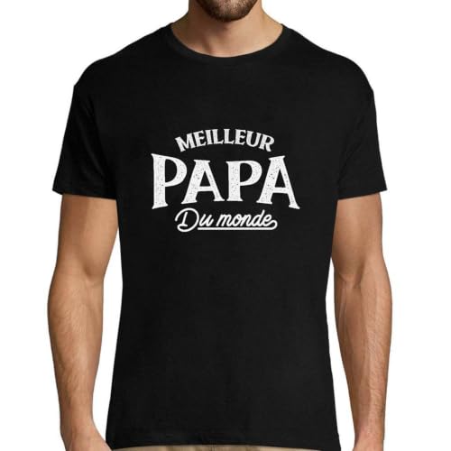 T-Shirt Homme Meilleur Papa du Monde en coton imprimé en France pour anniversaire