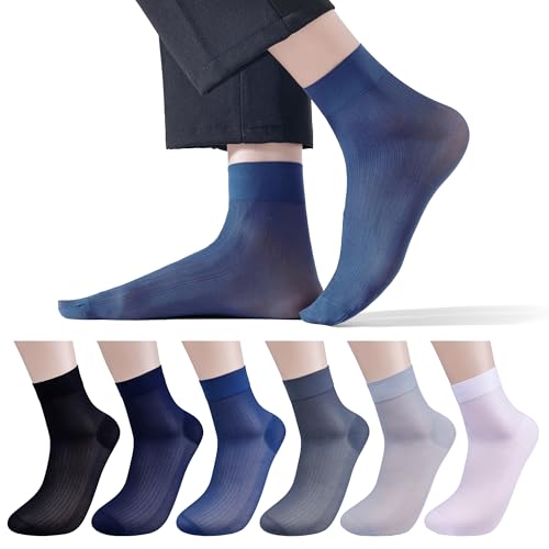 Mottee&Zconia 24 Pack Mens Sheer Silk Thin Ultra Nylon Crew Sock Ankle Quater Socks for Men Business Casual Daily Breathable Fresh Soft Sock Size8-11