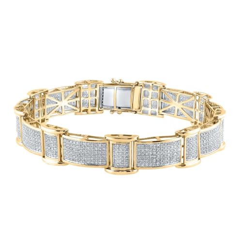 Jewels By Lux 10K Yellow Gold 2 5/8Ct Diamond Micro Pave Tennis Bracelet