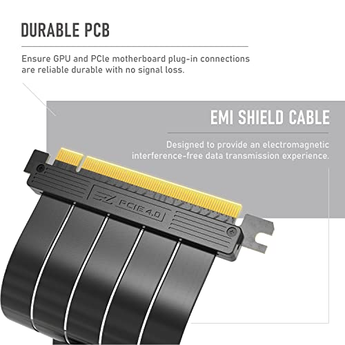 Cable Elevador PCIe Gen 4 16x GPU Tarjeta Extensión 30cm Ángulo Recto 6