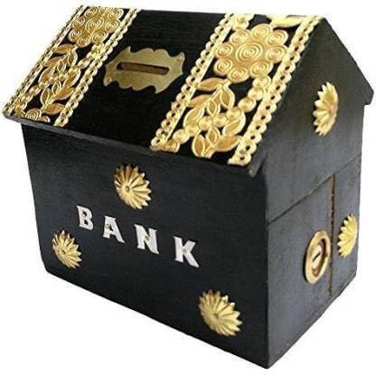 Antique MART Beautiful Wooden Antique Shape Wooden Money Bank for Kids Coin Bank (Black)_BZ_bkbankantiquemart-image-9