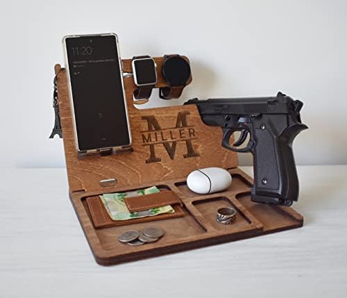 Wooden Docking Station, Police officer Docking Station, Wood Stand for gun, Law enforcement Gift for men, Gun holder, Father's Day Gift