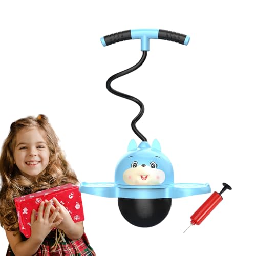 Poğo Jumper – Sauteur Élastique Squeak | Jeu Bondissant, Rainbow Space Ballon Sautant avec Pompe Pied, Tons Variés Plastique Sûr Résistant, Jaune